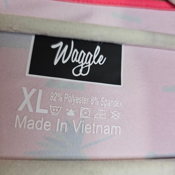 Waggle M"s XL Pink Alligator Palm Tree Golf Polo Shirt Unique Golf Outdoors Fun - Picture 2 of 16